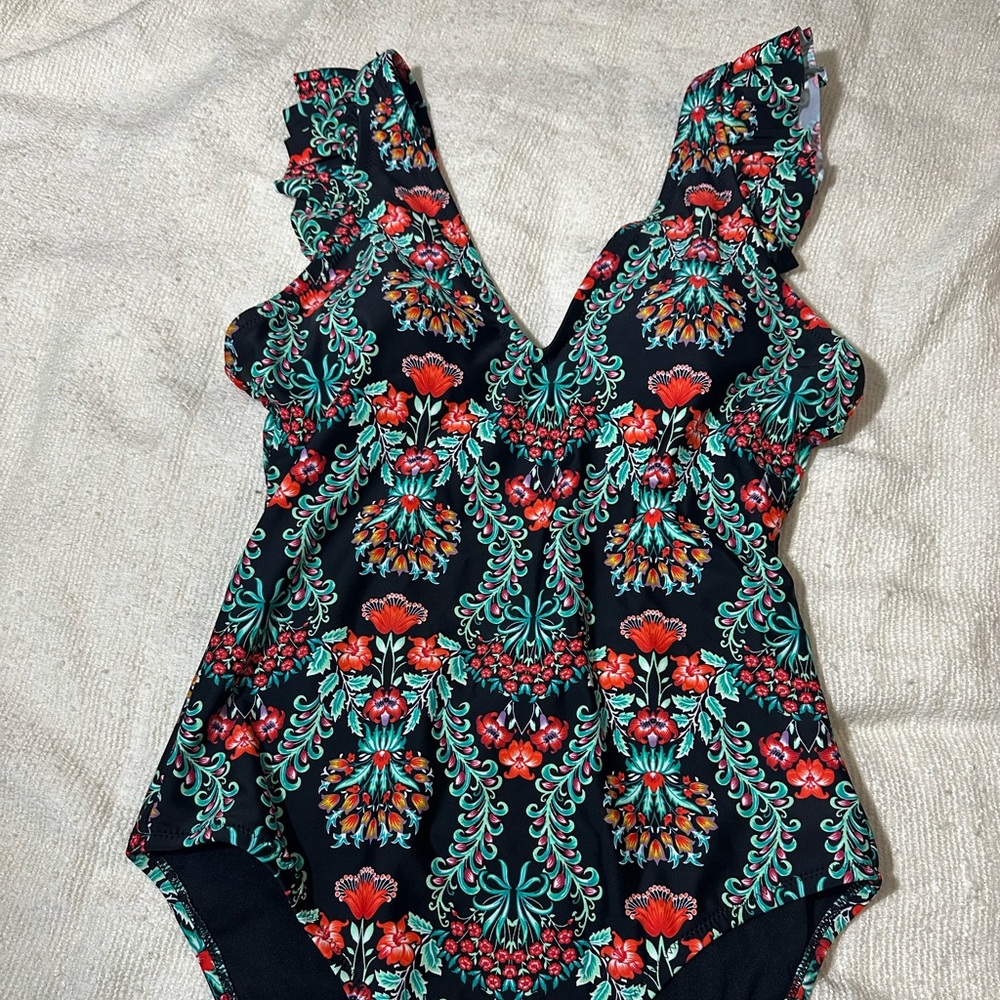 Jessica Simpson Black Floral Swimsuit